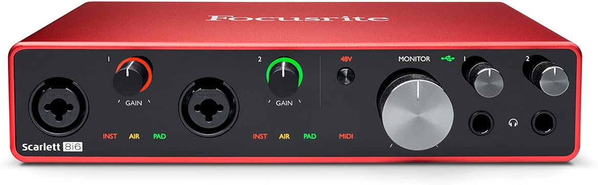 Focusrite Scarlett 8i6 3rd Gen USB Audio Interface Recording, Songwriting, & Streaming High-Fidelity, Studio Quality Recording, With Transparent Playback
