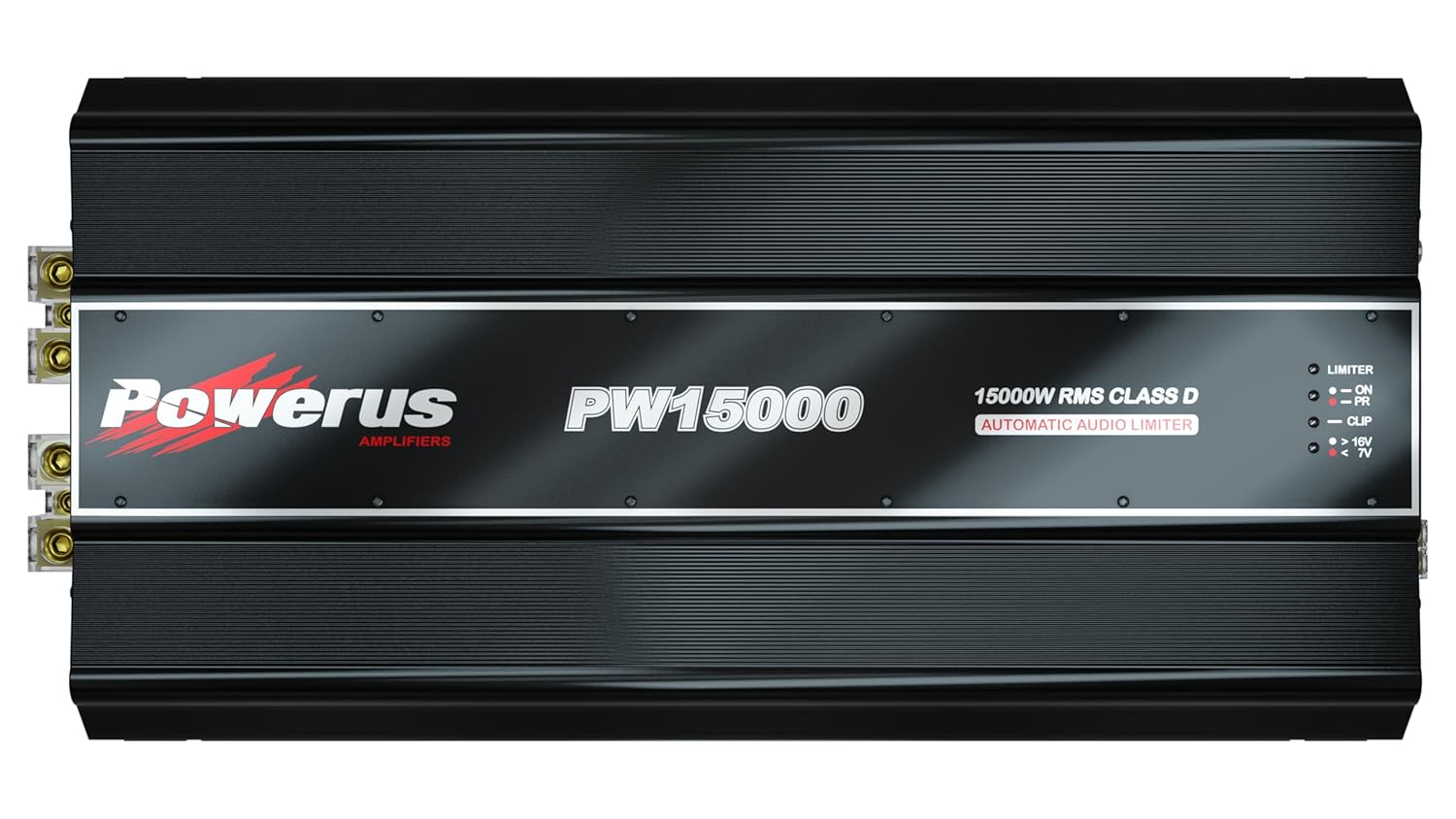 PW15000 1 Ohm Full Range 1 Channel Class D Car Amplifier, 15400W RMS @12.6V / 17150W @14.4V, Monoblock, Bass Boost, HPF/LPF Crossover, Automatic Audio Limiter