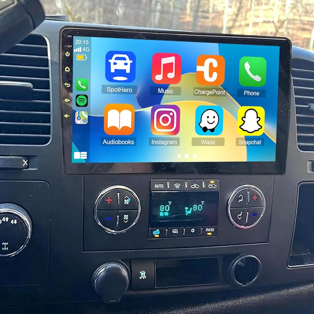 4+64G Car Stereo for Chevy Silverado GMC Sierra Buick Enclave 2008-2012, 10 Inch Double Din Car Radio with Carplay & Android Auto, in-Dash Navigation Radio with Bluetooth FM Radio & Backup Camera