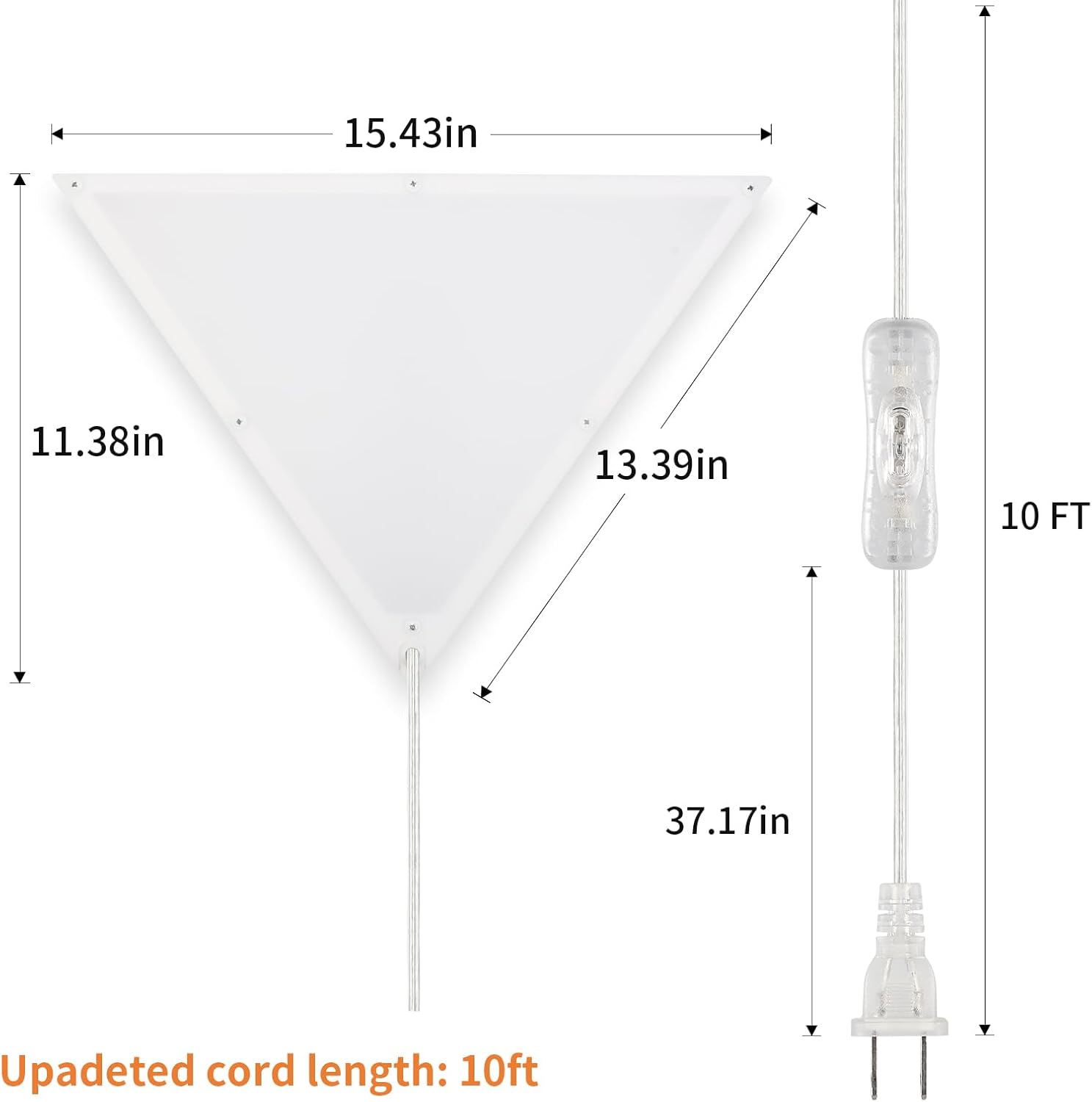 Upgraded Corner Light, 22W 2000LM LED Corner Lights for Living Room, 3000K/4000K/6000K Plug in Ceiling Lights with Switch, Lamp for Bedroom, Triangle Shape