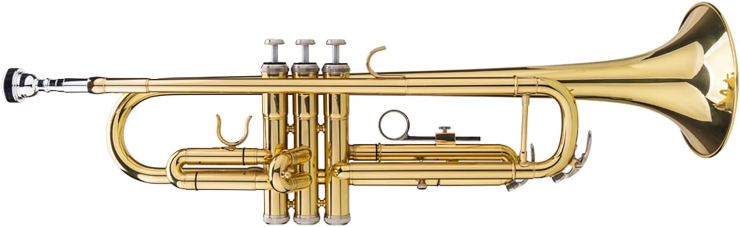 Standard Bb Trumpet Set for Beginners Drop B Tone Adjustable Trumpet Gloves Set Brass Trumpet Instrument with Carrying Case for Beginners or Advanced Students Golden