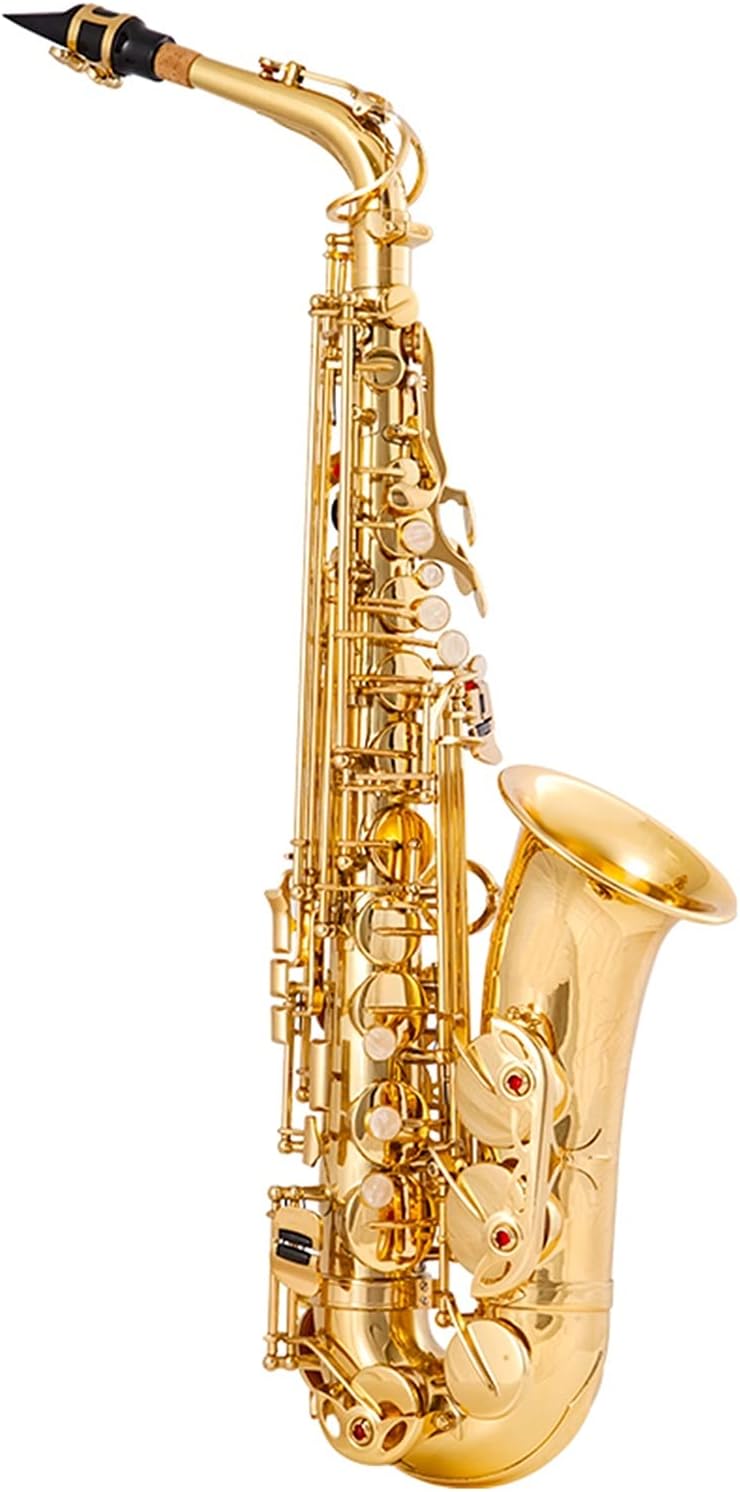EB Alto Saxophone Brass Lacquered Gold E Flat Key Type Woodwind Instrument Student Saxophone (Color : Gold)