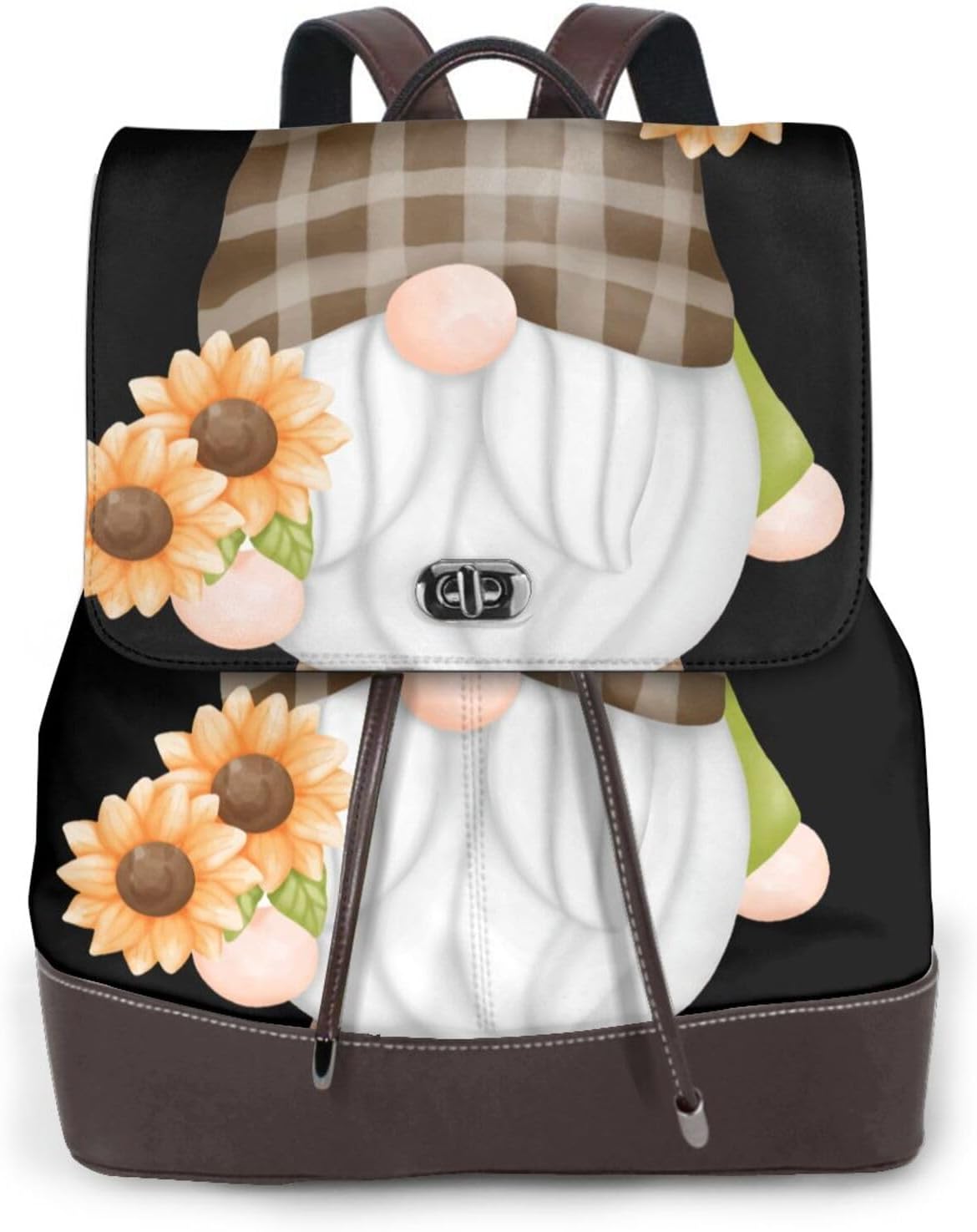 Sunflower Gnomes (4) for Womens Backpack Purse Microfiber PU Anti-theft Large Fashion Designer Travel Bag Ladies Shoulder Bags
