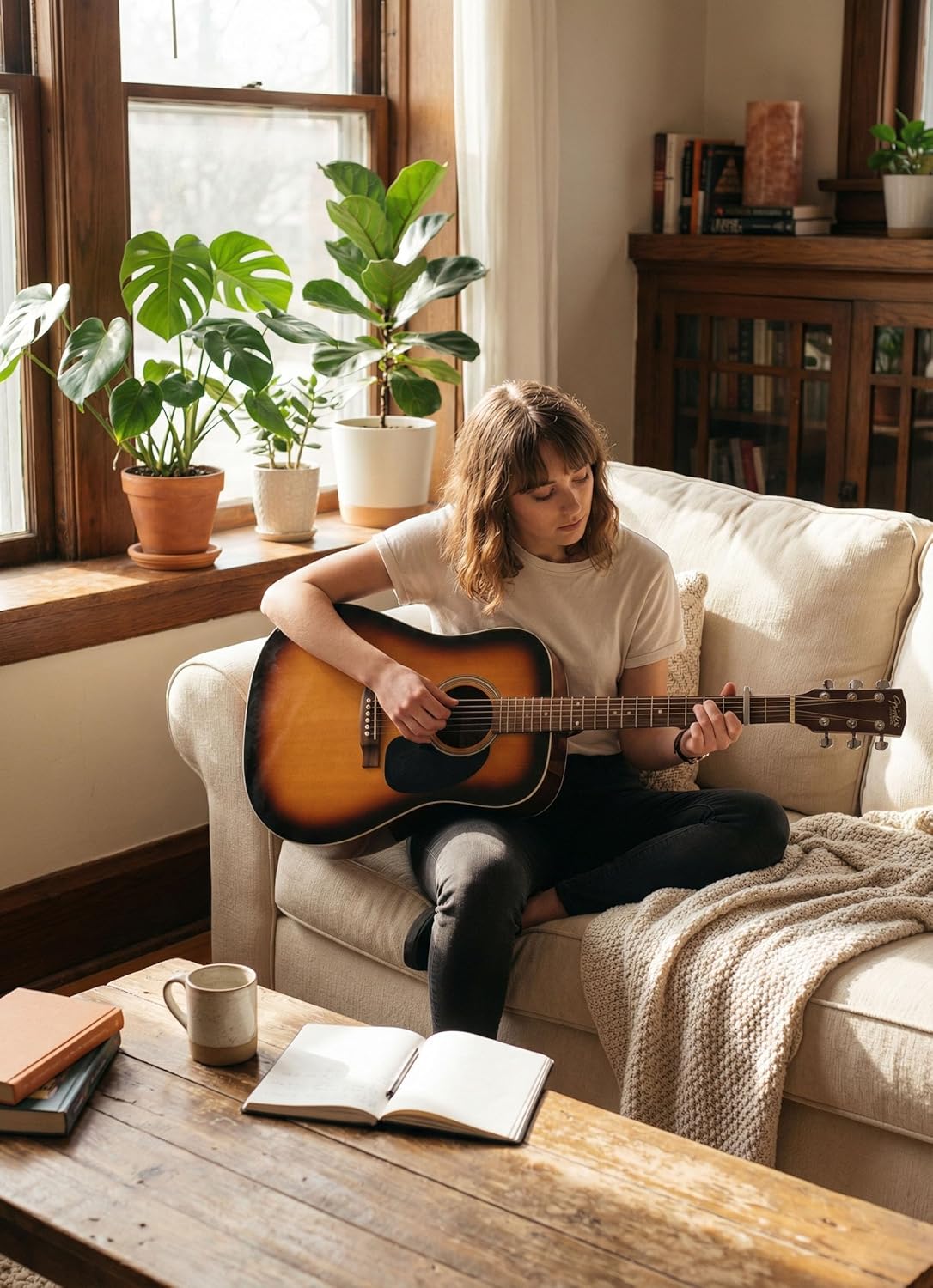Fender FA Series Dreadnought Acoustic Guitar - 2-Color Sunburst Bundle with Gig Bag, Strings, Picks, and Austin Bazaar Instructional DVD