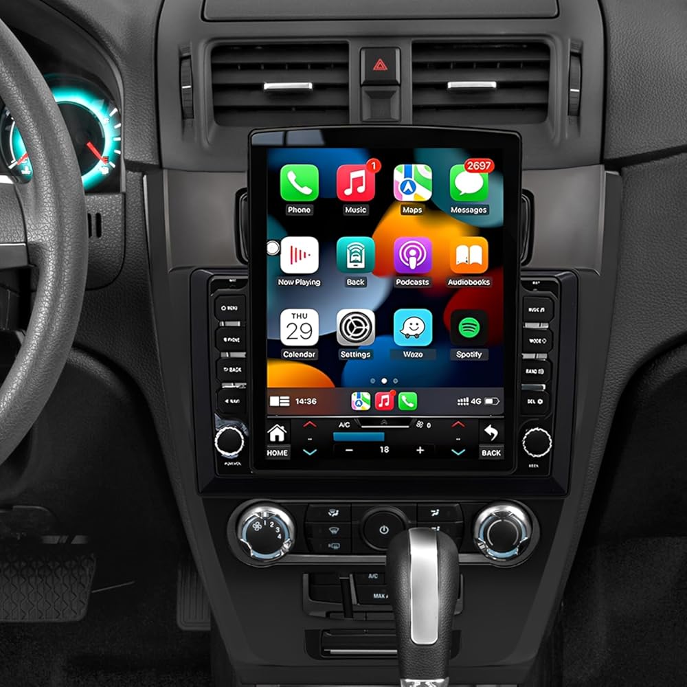 4+64G Car Stereo Radio for Ford Fusion 2010-2012, with Wireless CarPlay Android Auto, Android 14 Head Unit, 9.7 Touch Screen Bluetooth Radio with GPS WiFi AHD Backup Camera