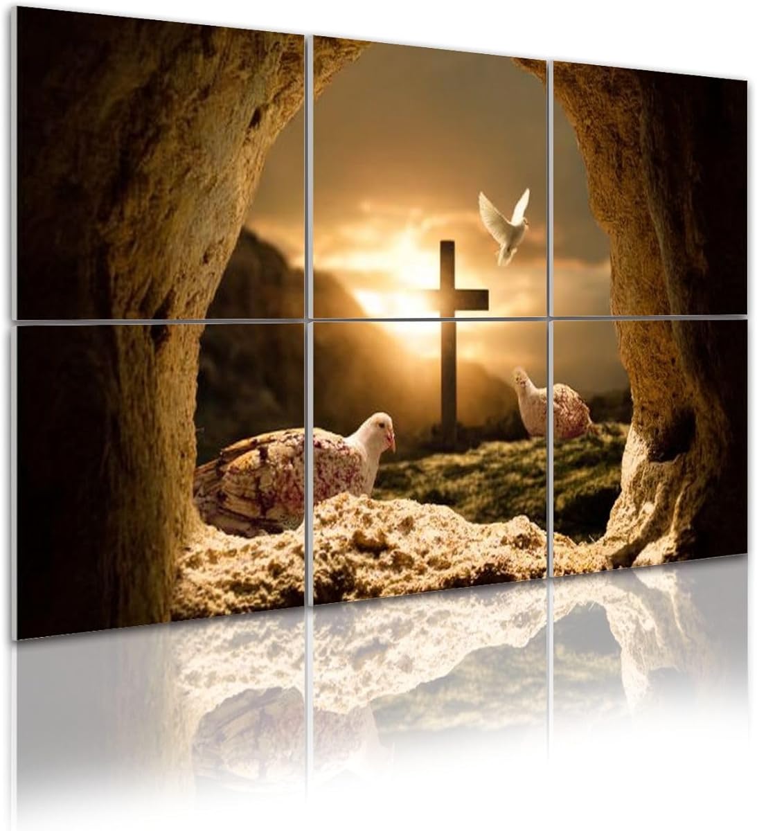 6 Pack Art Acoustic Panels Resurrection Empty Tomb Rolled Stone Doves Out Cave Crosses Hill Sound Absorbing Panel 48