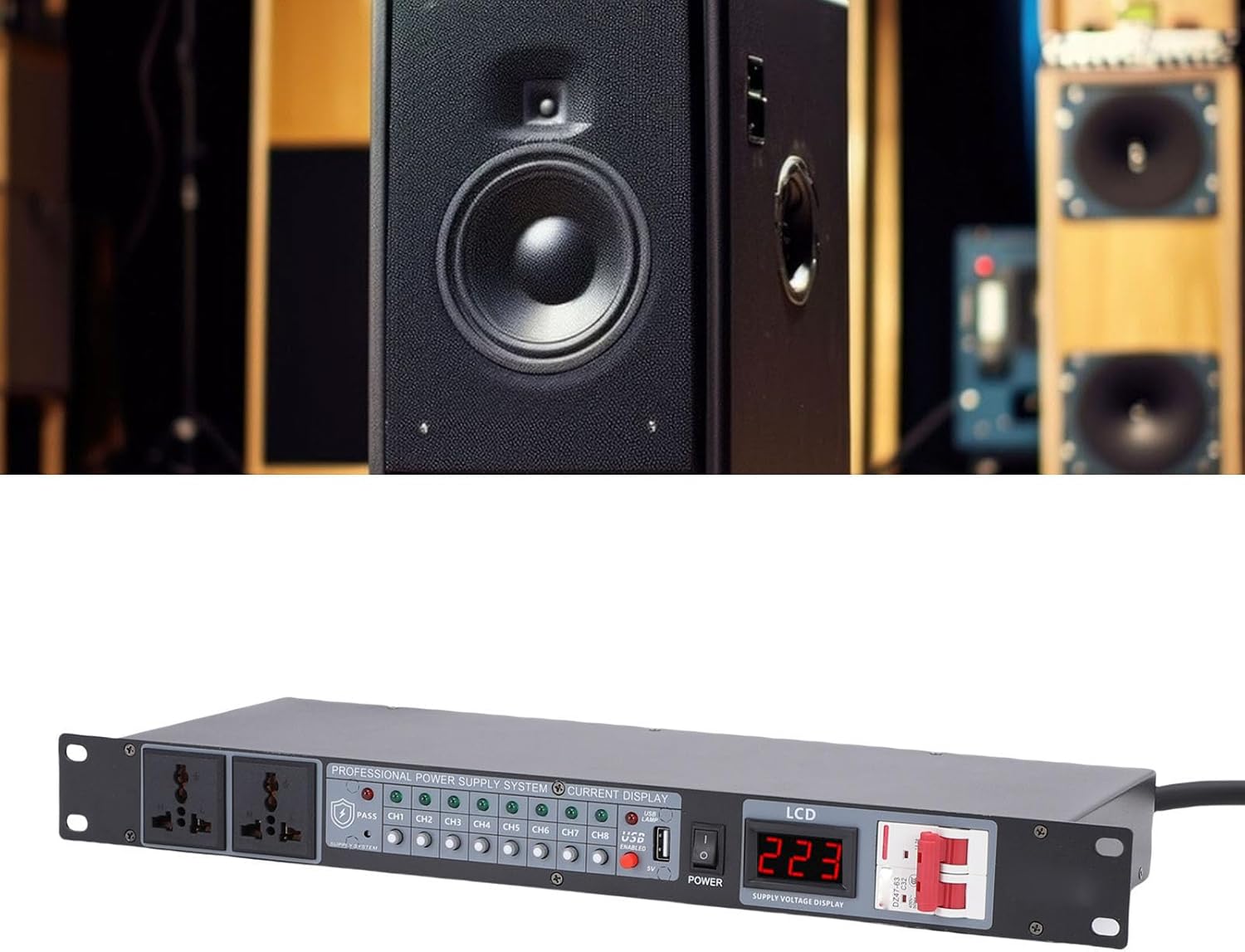 10 Channel Power Sequencer Conditioner, High Power Audio Digital Power Supply Controller Regulator, for Home Theater Stage Studio Use (US Plug)