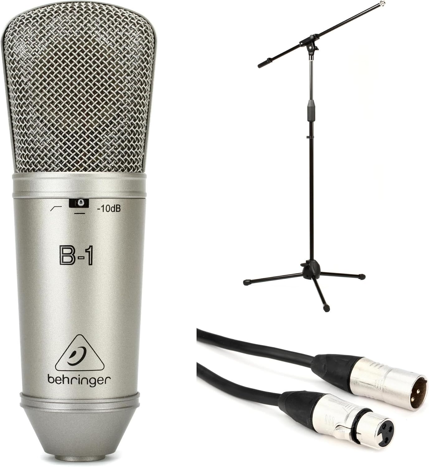 Behringer B-1 Large-Diaphragm Condenser Microphone Bundle - Professional Studio Mic with Adjustable Stand, XLR Cable, Shock Mount, and Pop Filter for Recording, Podcasting, Streaming, and Vocals