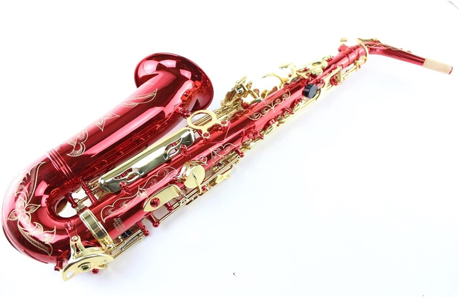 Sax Beginners Kit EB Tune Alto Saxophone Bright Red Gold Lacquer E Flat Alto Sax Musical Instrument with Nylon Box Wind Instrument