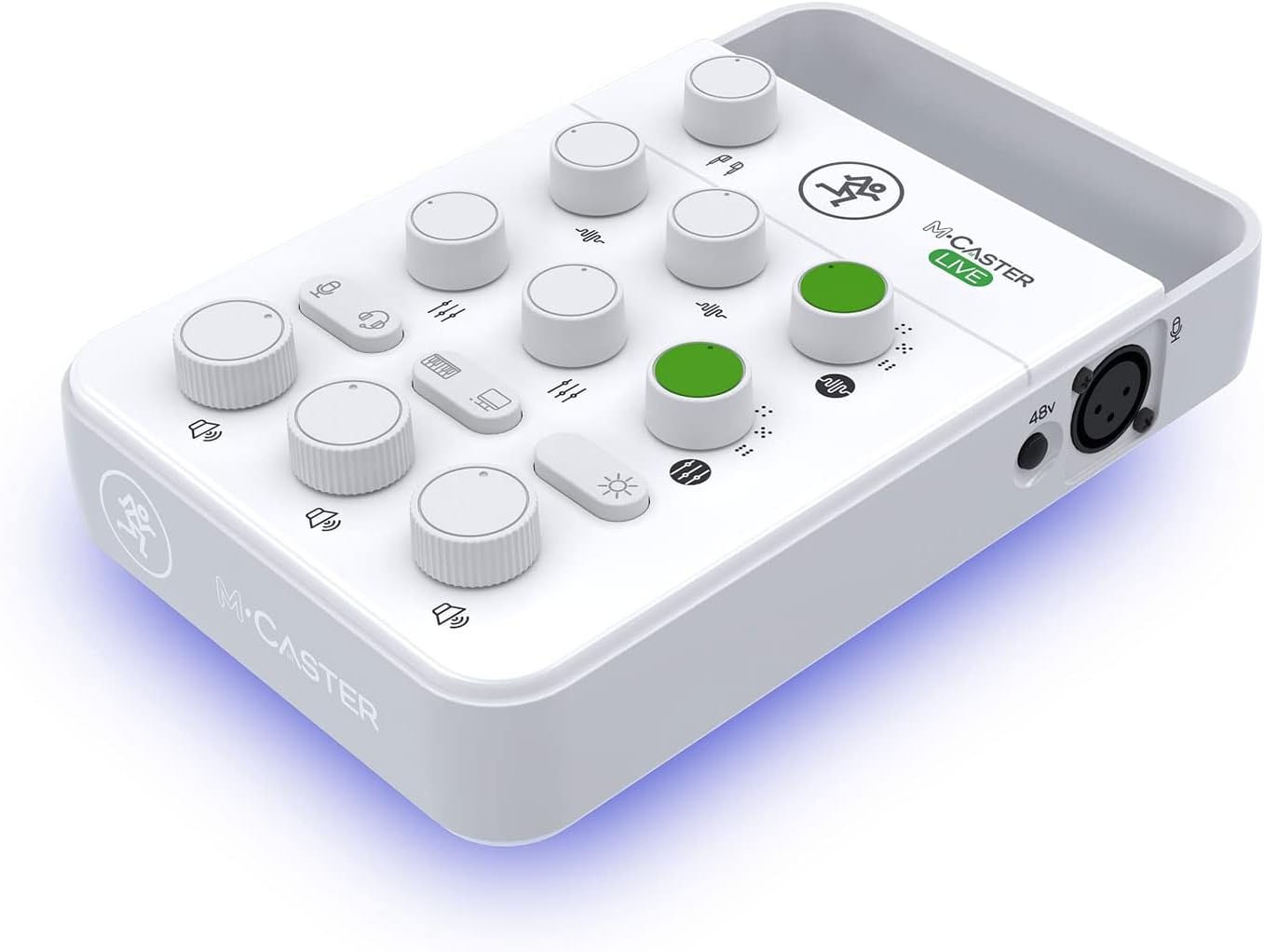 Audiosavings Bundle: (1) Mackie M Caster Live Portable Live Streaming Mixer in White Bundle with (1) Rockville PRO-M50 Studio Headphones w/Detachable Coil Cable, Case+Extra Ear Pad (2 Items)