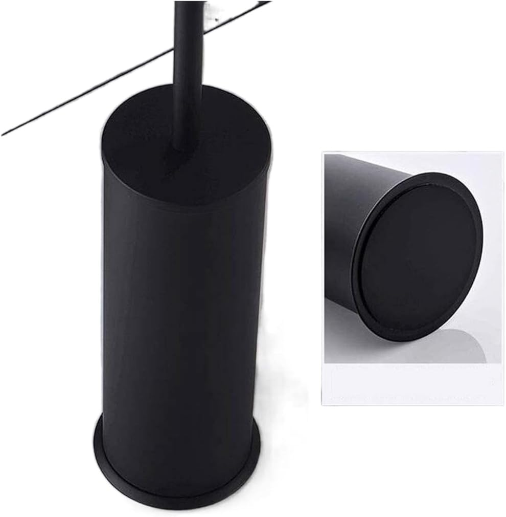 Toilet Brush Toilet Brushes and Holders Stainless Steel Handle Toilet Brush Set Bathroom WC Full Closed Toilet Brush Loo Brush Toilet Brush and Holder (Color : Black) (Black)