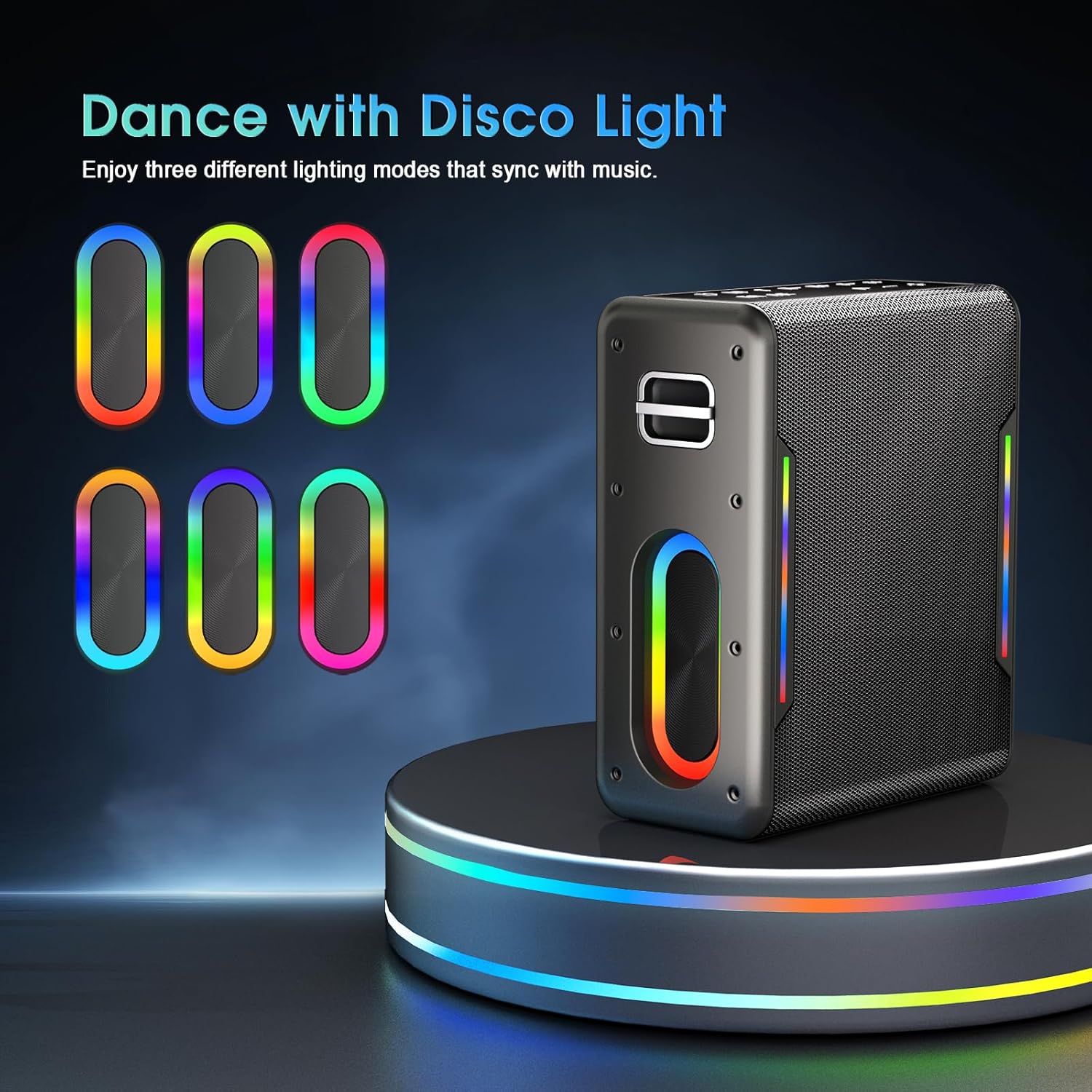Karaoke Machine for Adults & Kids, Bluetooth Speaker Portable with 2 Wireless Microphones, Bass/Treble Adjustment, Remote and LED Light, PA System Support AUX/USB/TF for Home Party
