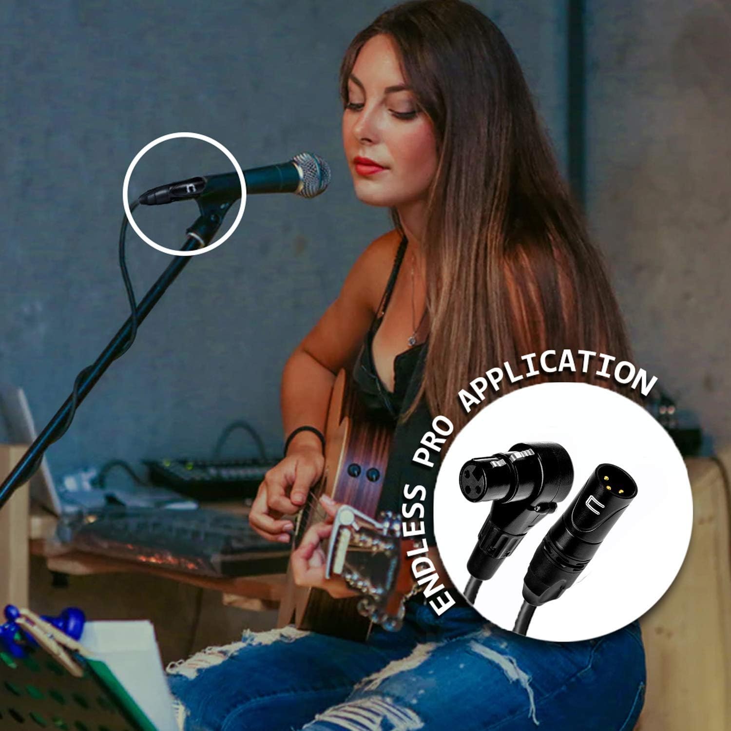 Balanced XLR Cable Male to Right Angle Female - 200 Feet Purple - Pro 3-Pin Microphone Connector for Powered Speakers, Audio Interface or Mixer for Live Performance & Recording