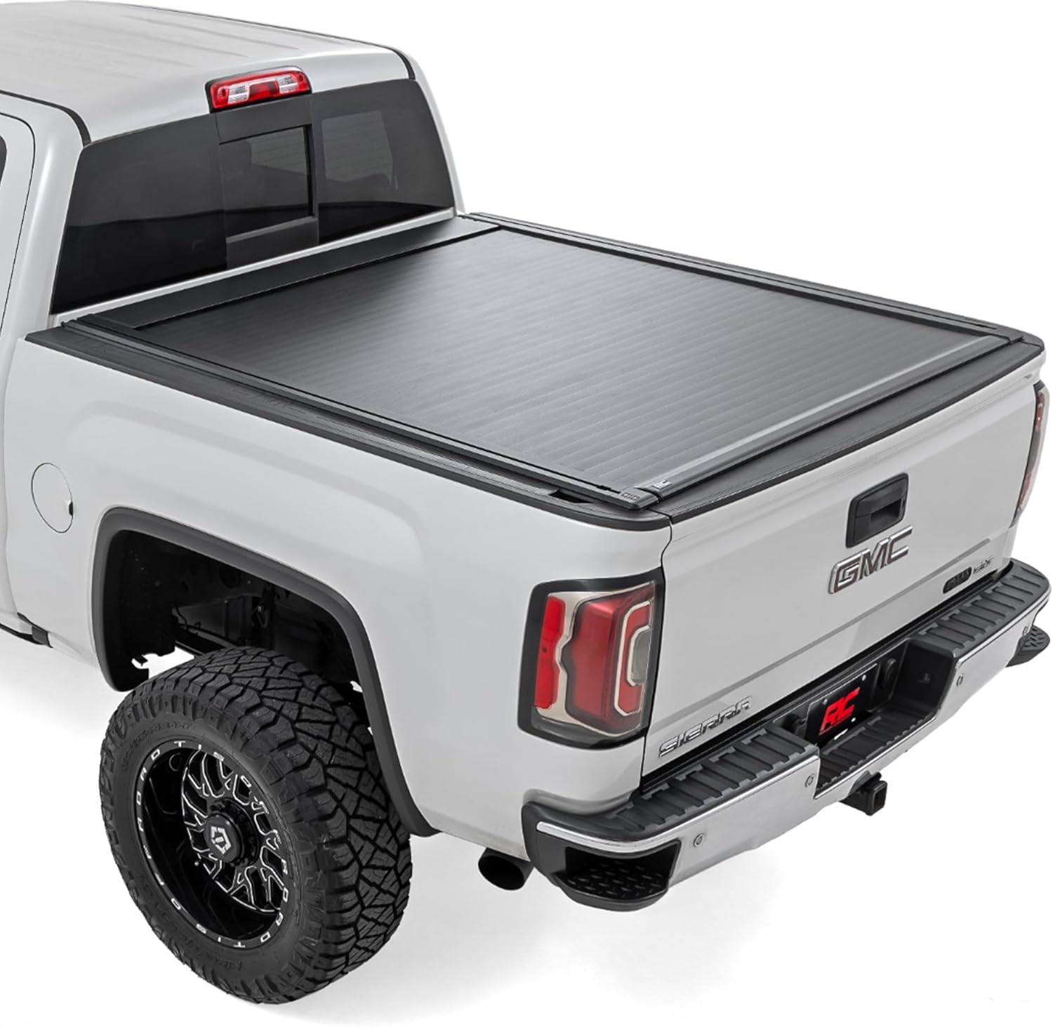 Rough Country Powered Retractable Tonneau Cover for Chevy Silverado & GMC Sierra 1500 (2014–2018) - Fits 5'9 Bed, Key Fob Control, Lockable, Weather-Resistant Bed Cover
