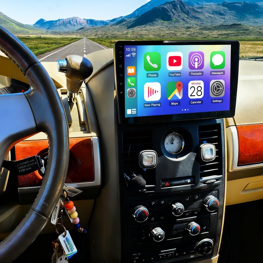 10 inch Car Stereo Radio for Chrysler Town & Country 2008-2012 Upgrade CarPlay Touch Screen Head Unit Car Stereo with Wireless Carplay Android Auto GPS Bluetooth WiFi FM RDS DSP SWC Backup Camera Mic