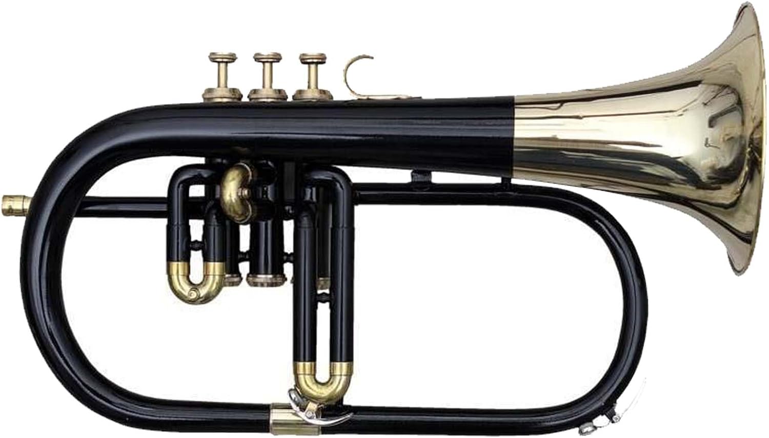 Flugel Horn Pitch Three Valve Key Bb Free Hard Case Mouthpiece (Black)