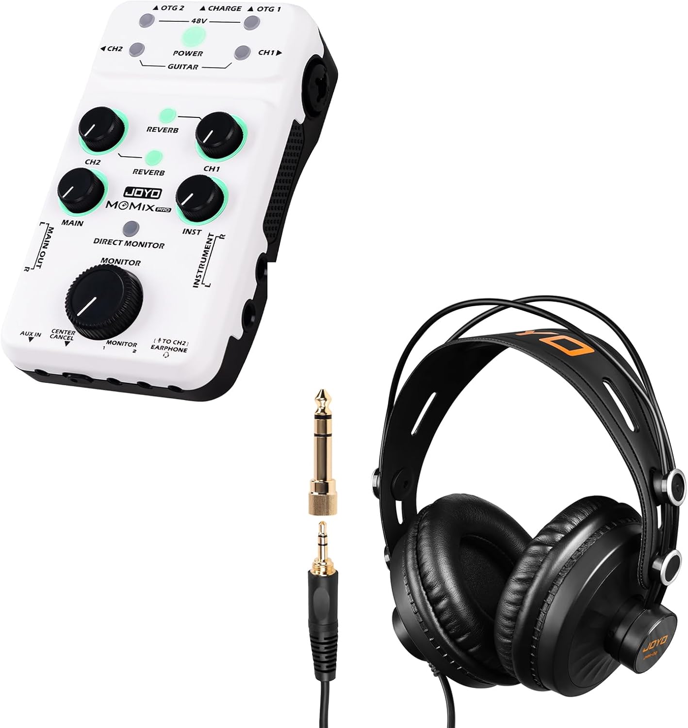 JOYO JMH-02 Studio Monitor Headphone and MOMIX PRO Audio Mixer USB Audio Interface Stereo XLR 48V Phantom Power