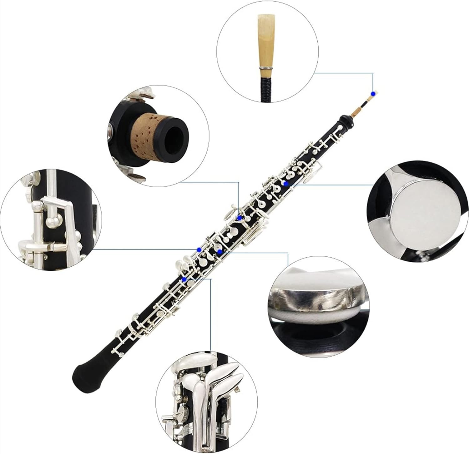 ZUZU Professional Oboe C Key Cupronickel Plated Silver Woodwind Musical Instrument for Beginner with Reed Gloves Case Bag Strap Oboe Parts
