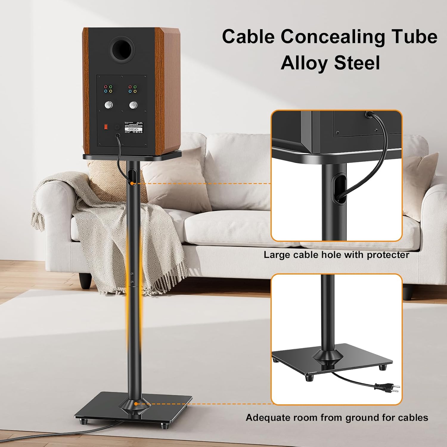 ELIVED Universal Speaker Stand Pair, Long Arm TV Wall Mount for Most 32-75 Inch TVs, 37.9 Inch Long Extension Corner TV Mount