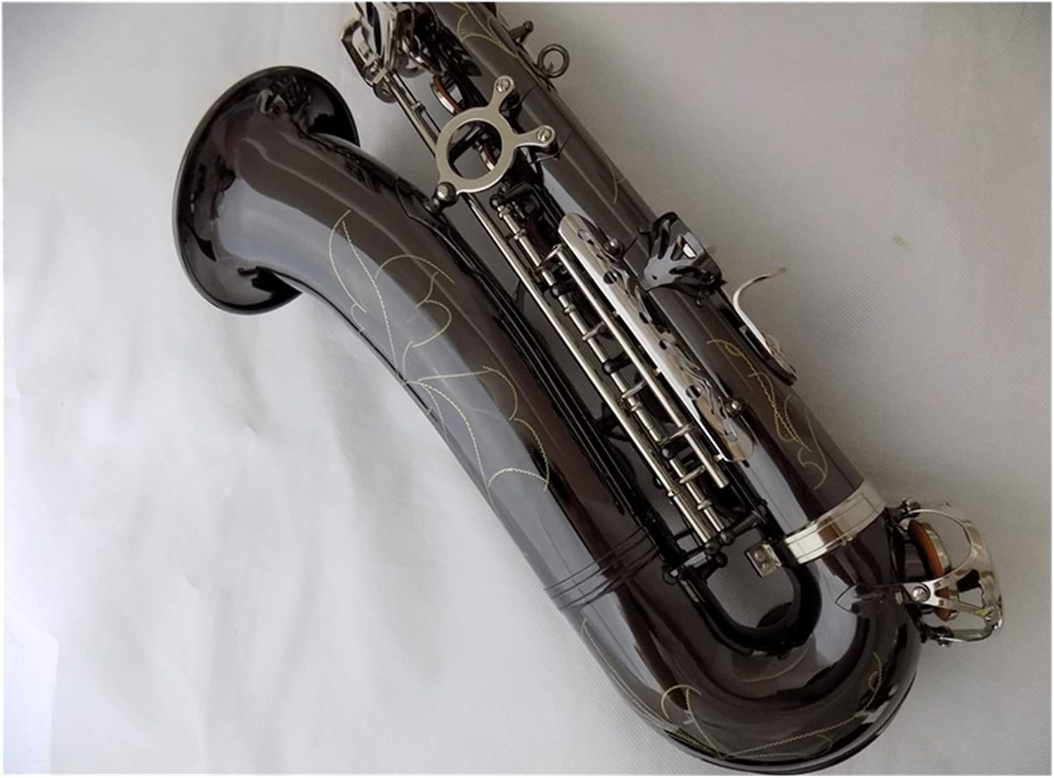 Yellow Brass C Melody Saxophone with Case Black Nickel Sax Musical Woodwind Instruments Saxophone Straight