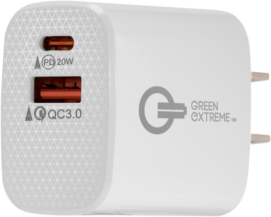 RØDE Wireless Micro - Compact Wireless Microphone, Two Mics with Charge Case for Smartphone Content Creation with Green Extreme 20W 2-Port Wall Charger (USB-C Connector, Black)