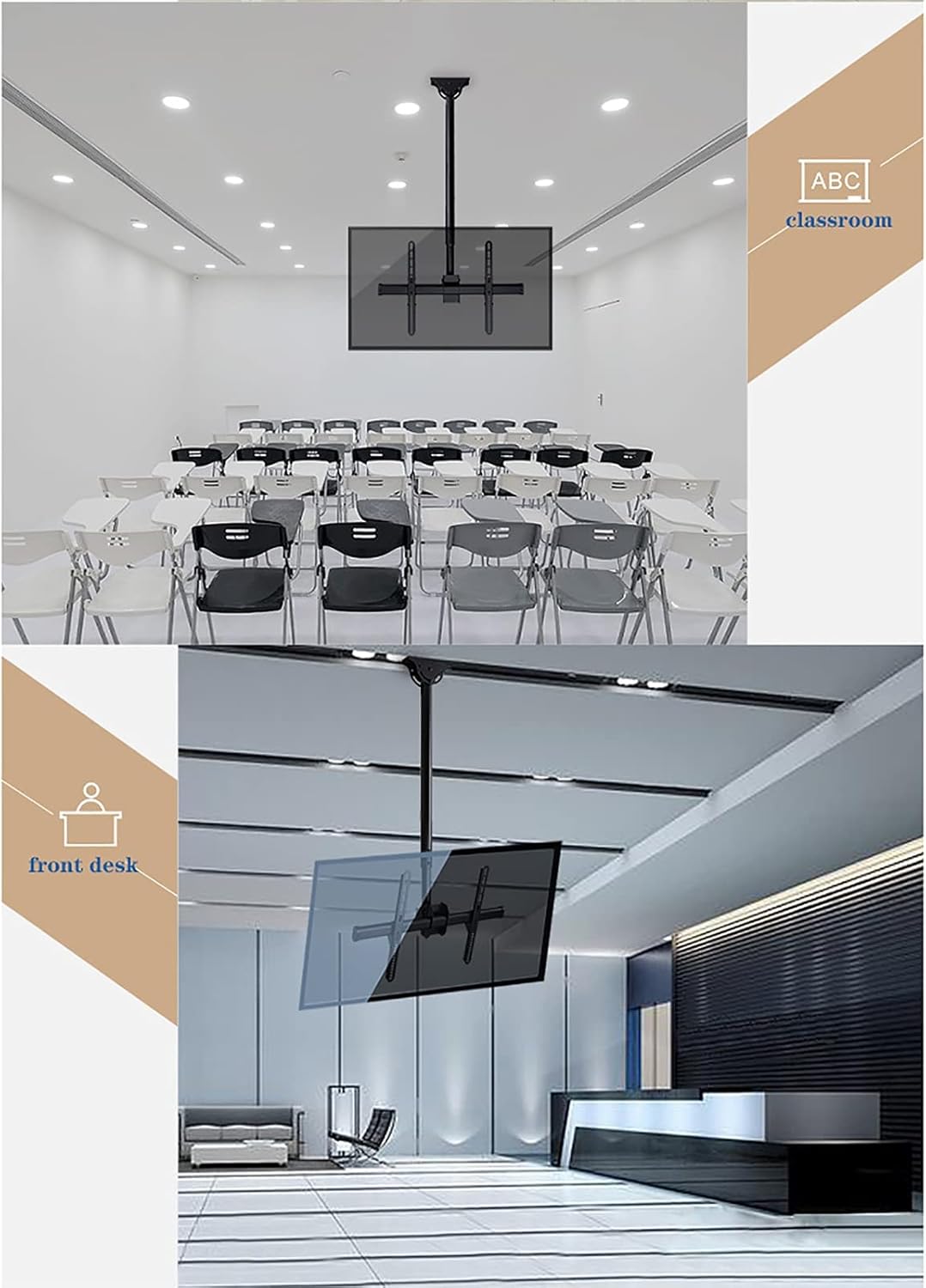 tv Wall Mount TV Ceiling Mount, 360° Rotation Swivel Tilt Full Motion Bracket, Fits 32-72/37-80 Inch Flat Screen, Max Loading Up to 110 Lbs (Size : 32-70inch) (37)