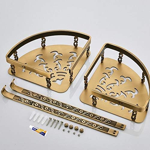 Corner Shower Caddy Nail Free Bathroom Shelves, 2 Layer Antique Metal Shower Corner Shelf, Wall Mount Shampoo Storage Shelf Shower Organizer (Color : ABS-001-2)
