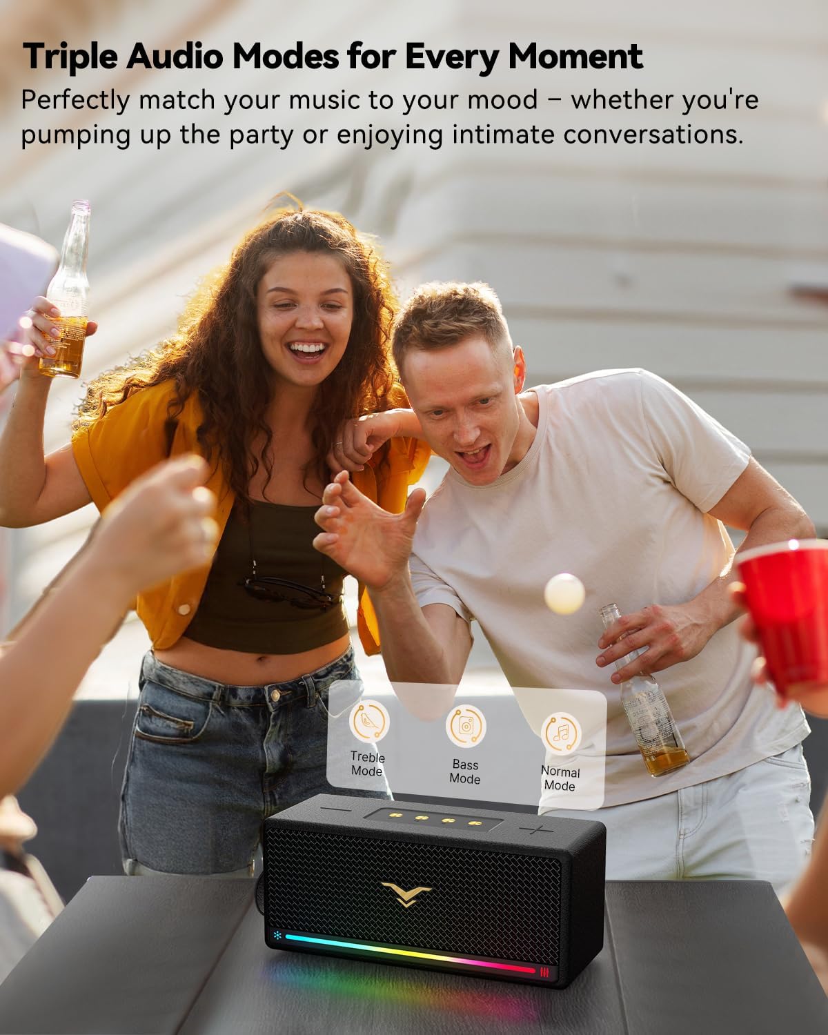 Bluetooth Speaker, StageSound Retro Speakers Bluetooth Wireless, Portable Loud Speaker with Bass Boost, IP67 Waterproof, LED Lights, TWS Pairing, 12H Playtime, TF/AUX/USB Play for Party, Home, Outdoor