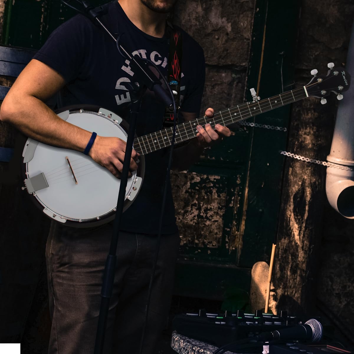 Kmise 5 String Resonator Banjo,Professional Sapele Back Full Size Banjos Starter Kit with Bag Tuner Strap Strings Picks Ruler Wrench Bridge