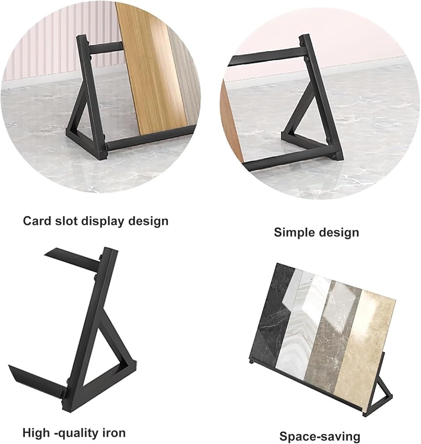Wooden Floor Sample Display Rack,Floor Tile Display Rack, Metal Ceramic Tiles Floor Porcelain Display Shelf, Suitable for Shopping Malls, Supermarkets, Exhibitions ( Color : White , Size : 120x30x40cm