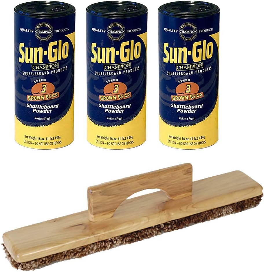 Sun-Glo 3 Cans #3 Brown Bear Wax and 1 Shuffleboard Sweep