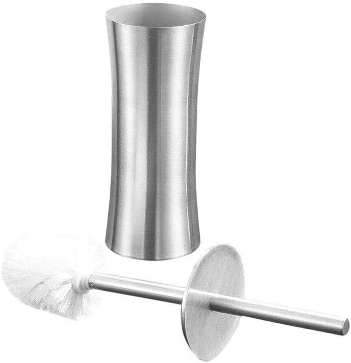 Slim Compact Stainless Steel Toilet Bowl Brush and Bathroom Storage Sturdy, Deep Cleaning