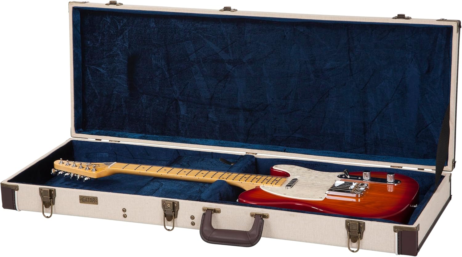Gator Cases Journeyman Series Deluxe Wood Case for Standard Electric Guitars; Fits Fender Stratocaster/Telecaster, & More (GW-JM-ELEC)