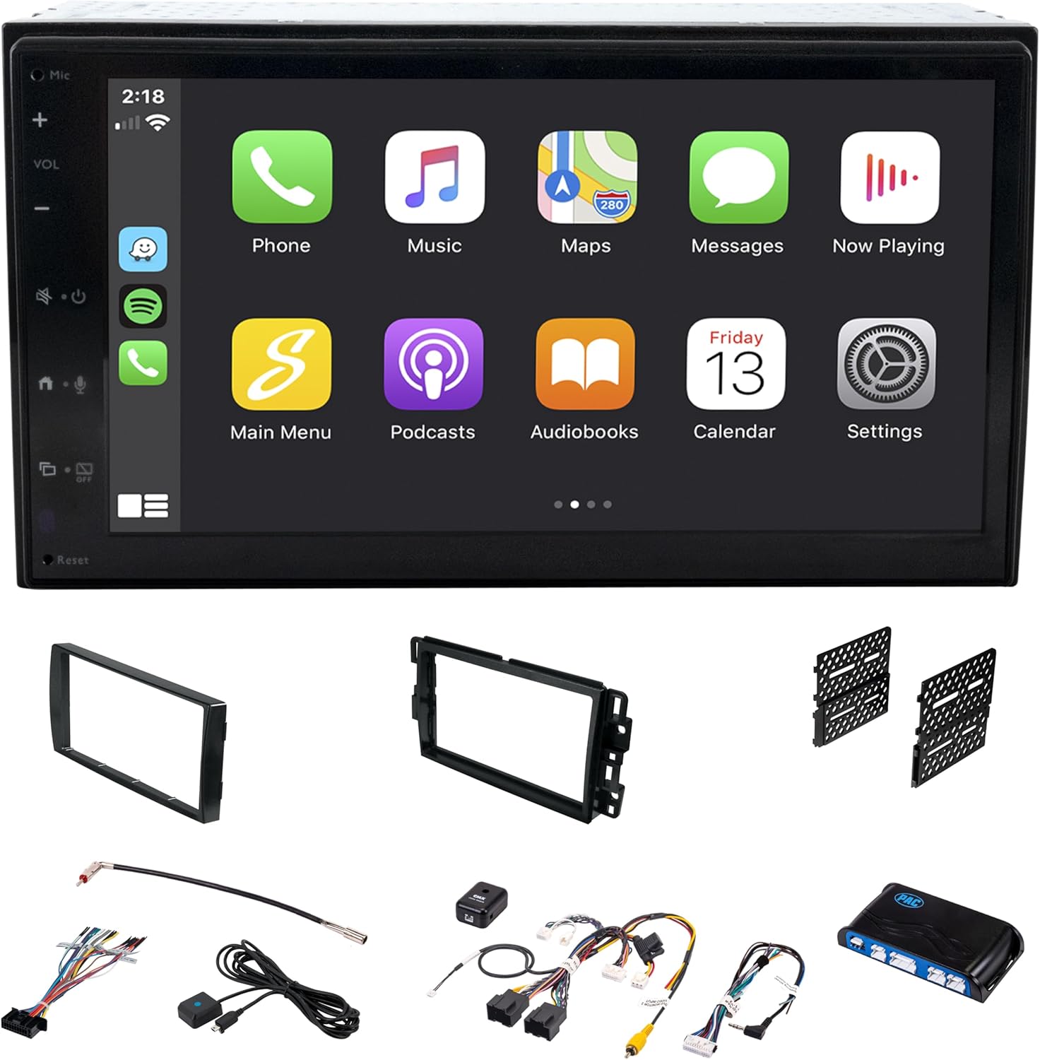6.8” Double Din Car Stereo Touchscreen Radio & Dash Kit (2007-2013) Silverado, Sierra, Tahoe, Suburban, Yukon, Certified Wireless Apple CarPlay/Android Auto, Bluetooth, Steering Wheel Controls