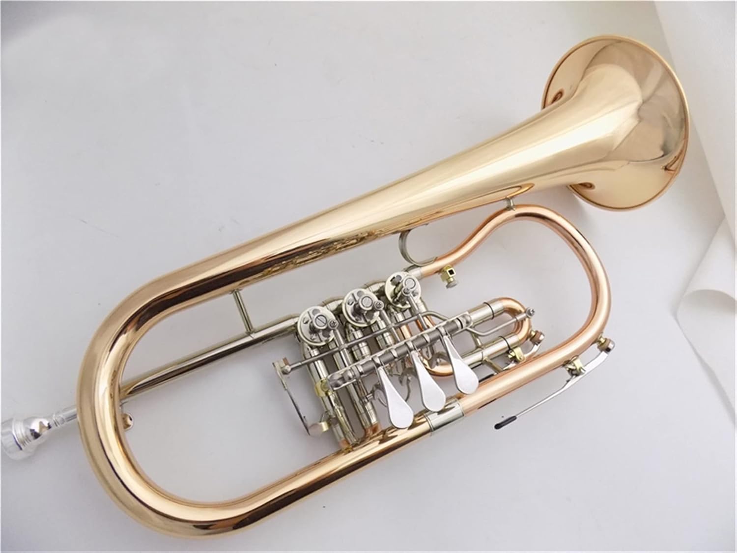 FLFL Student Trumpet Bb Thick Tube Cornet Gold Brass with Shell Mouthpiece Horn Thick Tube Cornet Musical Instrument