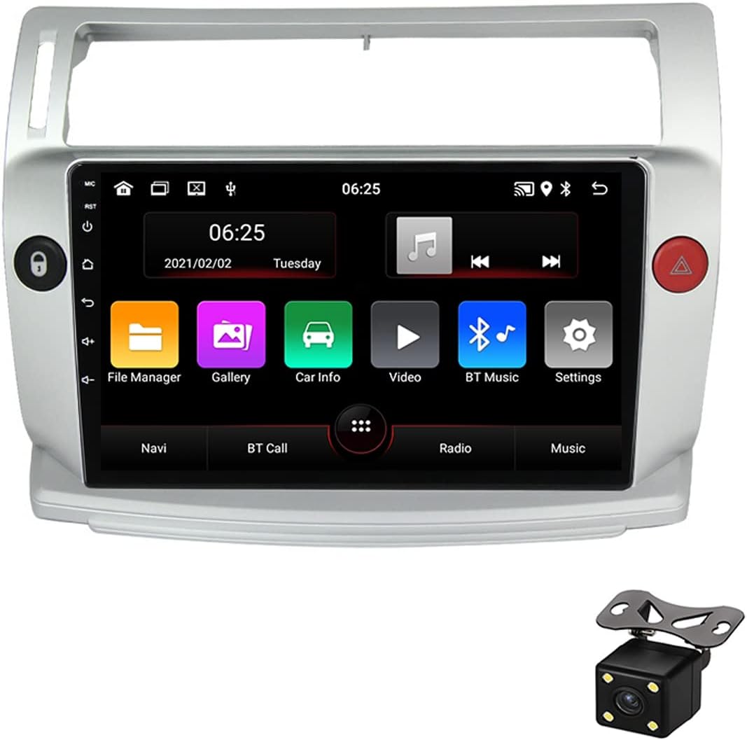 Double Din Car Stereo with Bluetooth and Backup Camera 9 Inch Touchscreen Car Radio FM Receiver for Citroen C4 2004-2014 Support Carplay/DSP/SWC/USB