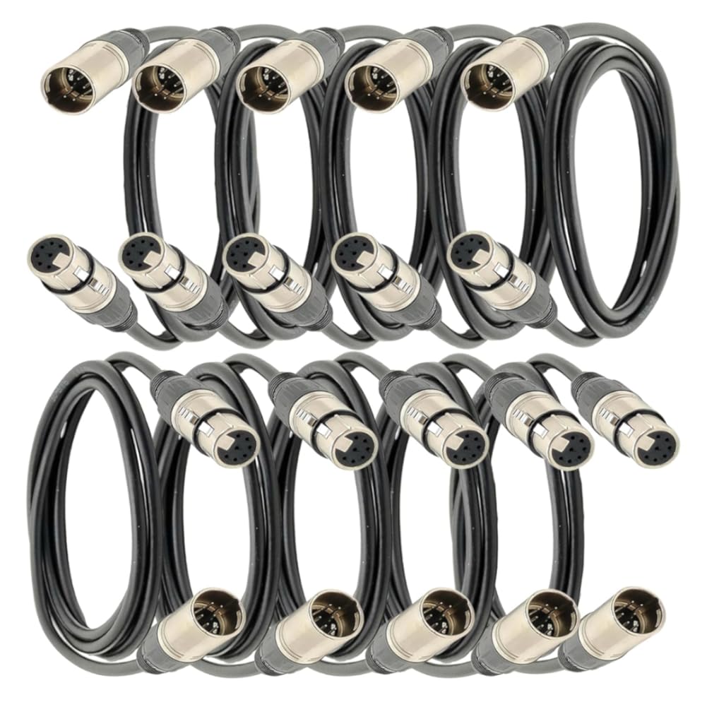 10 Packs 7 Pin XLR Microphone Cable, XLR Connector, Balanced Male to Female Mic Audio Cable for Microphone and Audio Interface(5 Meter/16.4Ft)
