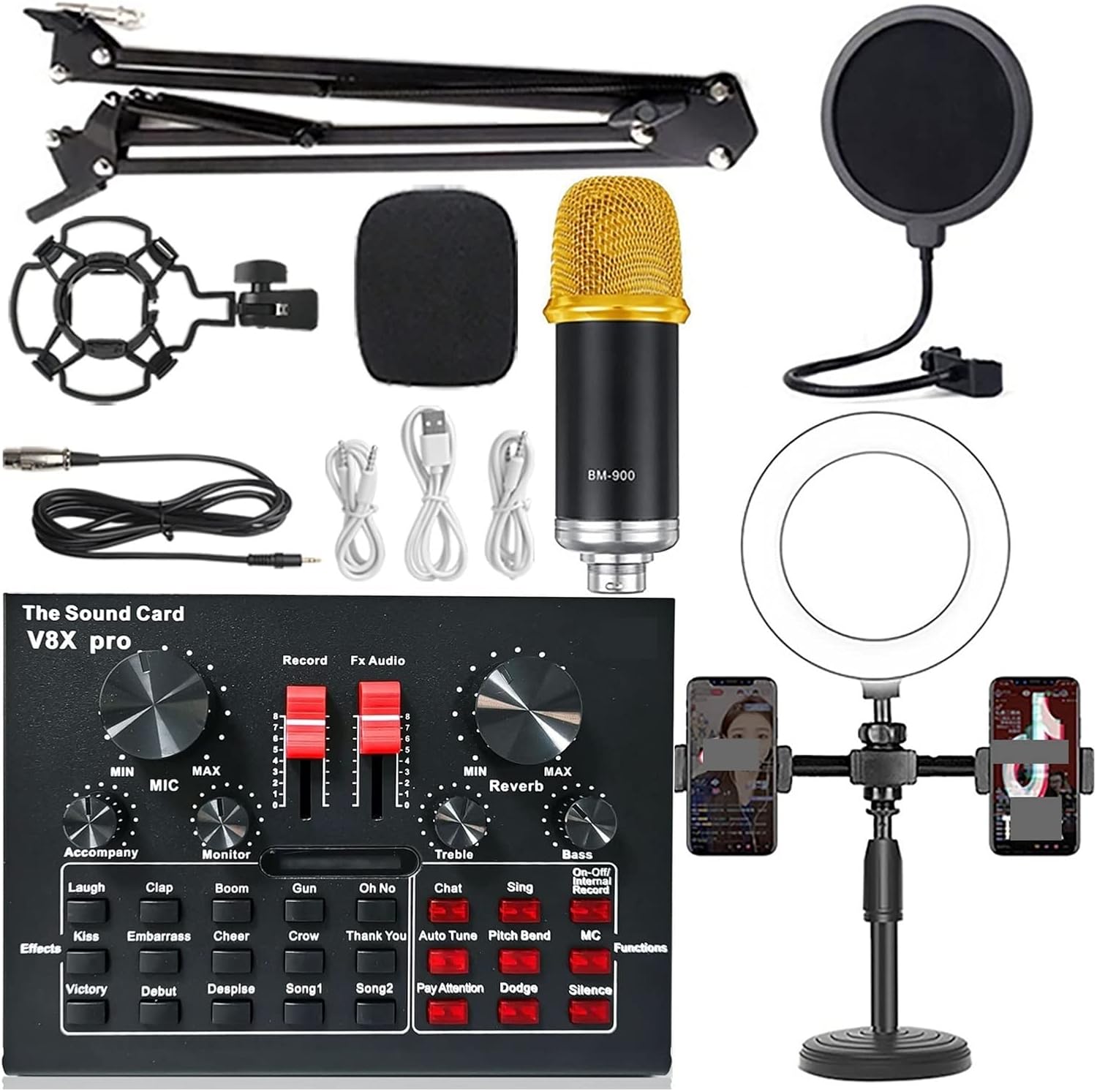 Professional Audio Mixer USB 5.0 Audio Sound Card USB External Headset Microphone Webcast Live Broadcast Adapter Game Music for PC Phone Computer Sound Board Co