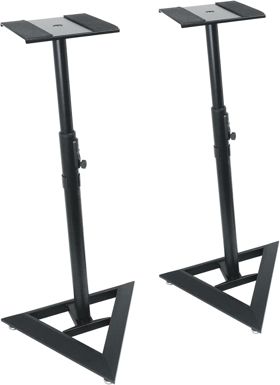 Rockville RSM3 Studio Monitor Bookshelf Speaker Stands, 60 lbs Capacity, Sturdy Beveled Base, Push-Button & Pneumatic Height Adjustment, Anti-Vibration Foam, Cable Management, for Home & Studio Audio