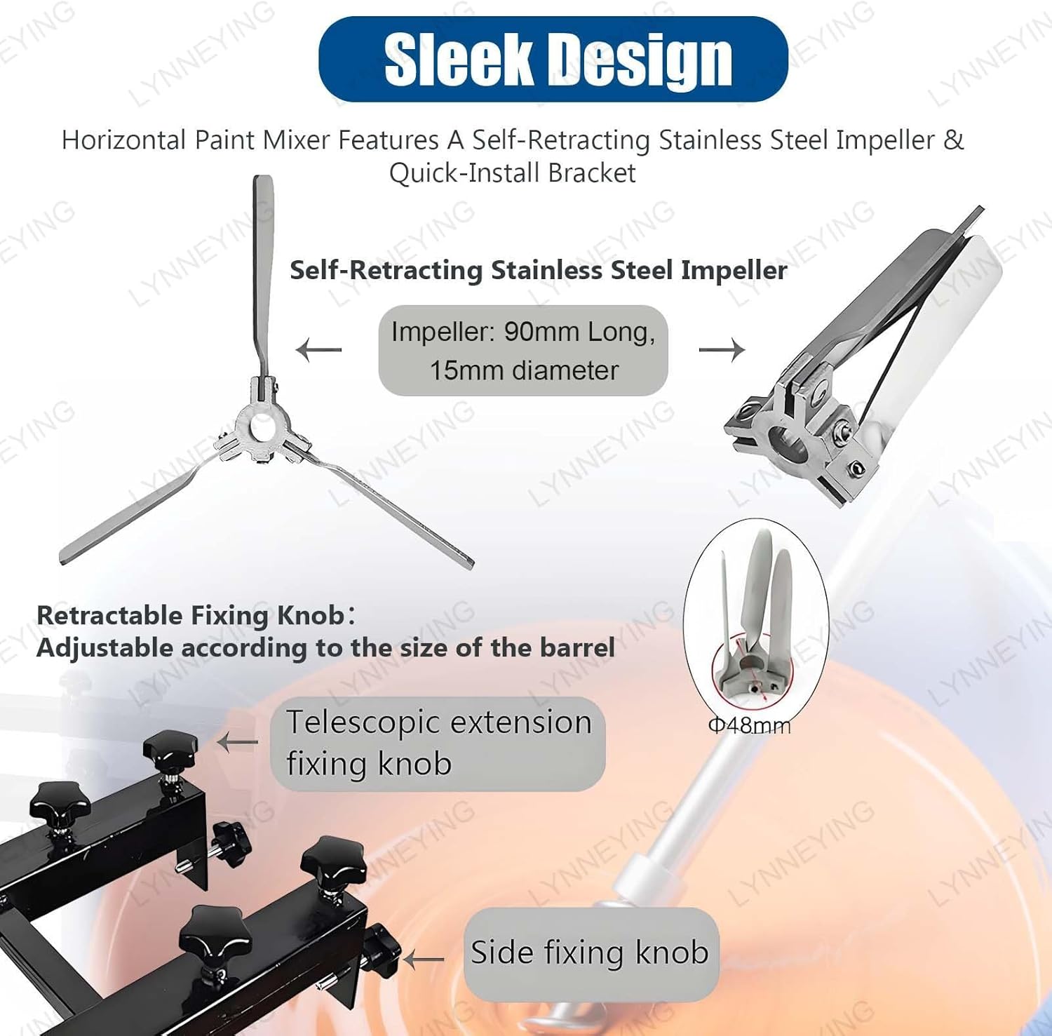 Pneumatic Agitator for IBC Tank for IBC & Open-top Drum,Air Agitator for Stirring Medium High Viscosity Solutions,Pneumatic Mixing Machine Mixer,With Retractable Bracket(Small 5Cylinder)