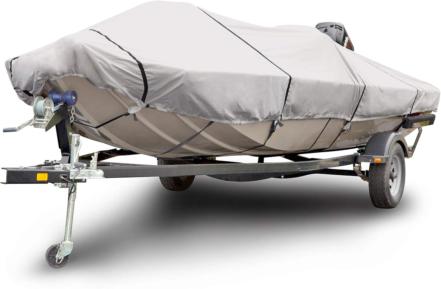 Budge 1200 Denier Boat Cover fits Center Console Flat Front/Skiff/Deck Boats B-1241-X5 (18' to 20' Long, Gray)