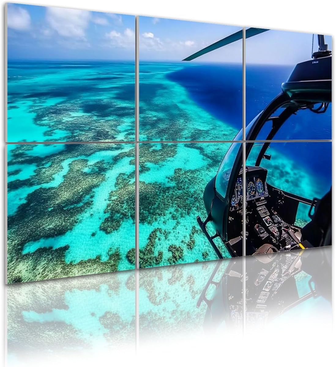 6 Pack Art Acoustic Panels Helicopter ride Moore Reef outer Great Barrier Reef Soundproof Wall Panels, 48