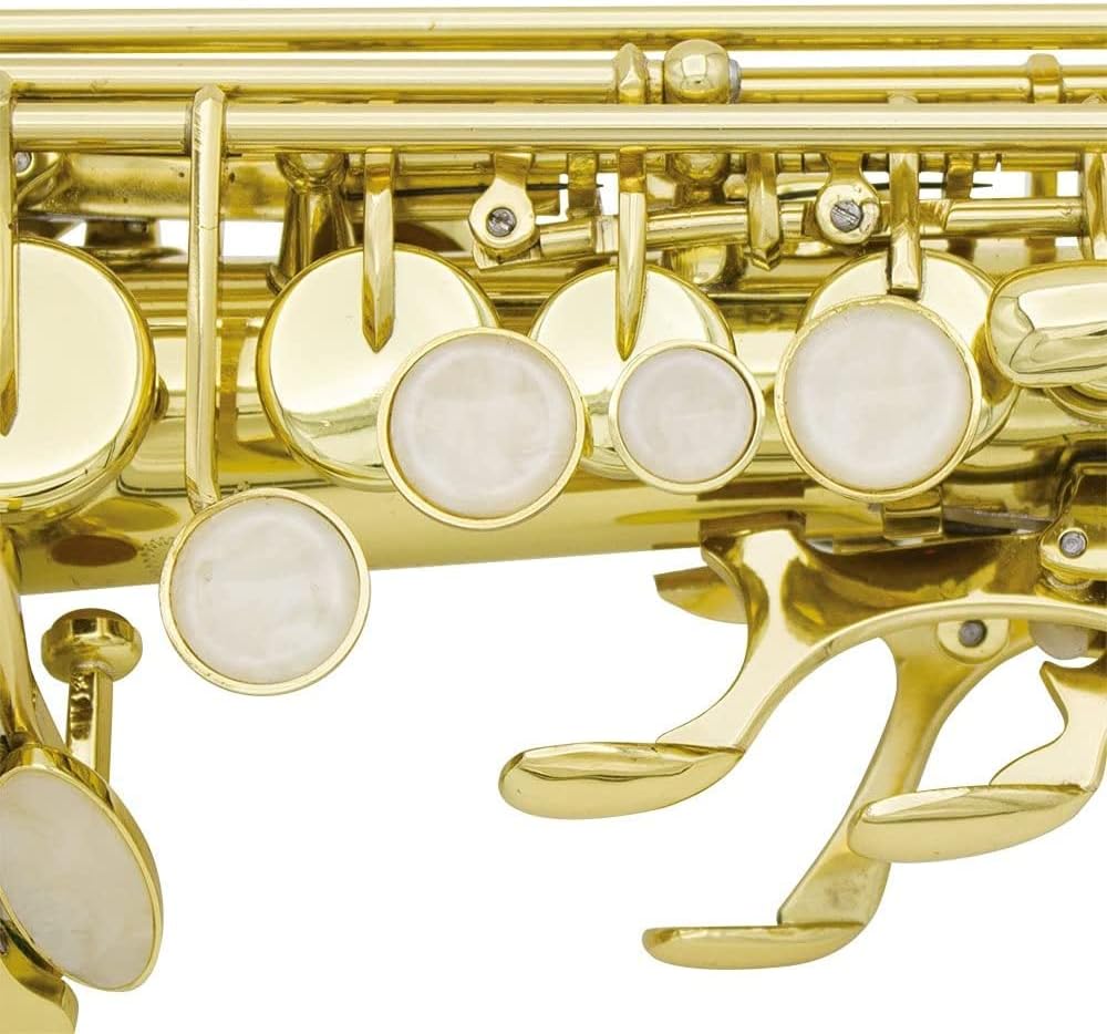 Soprano Saxophone Sax Bb Brass Lacquered Gold Body and Keys with Carrying Case Wind Instrument