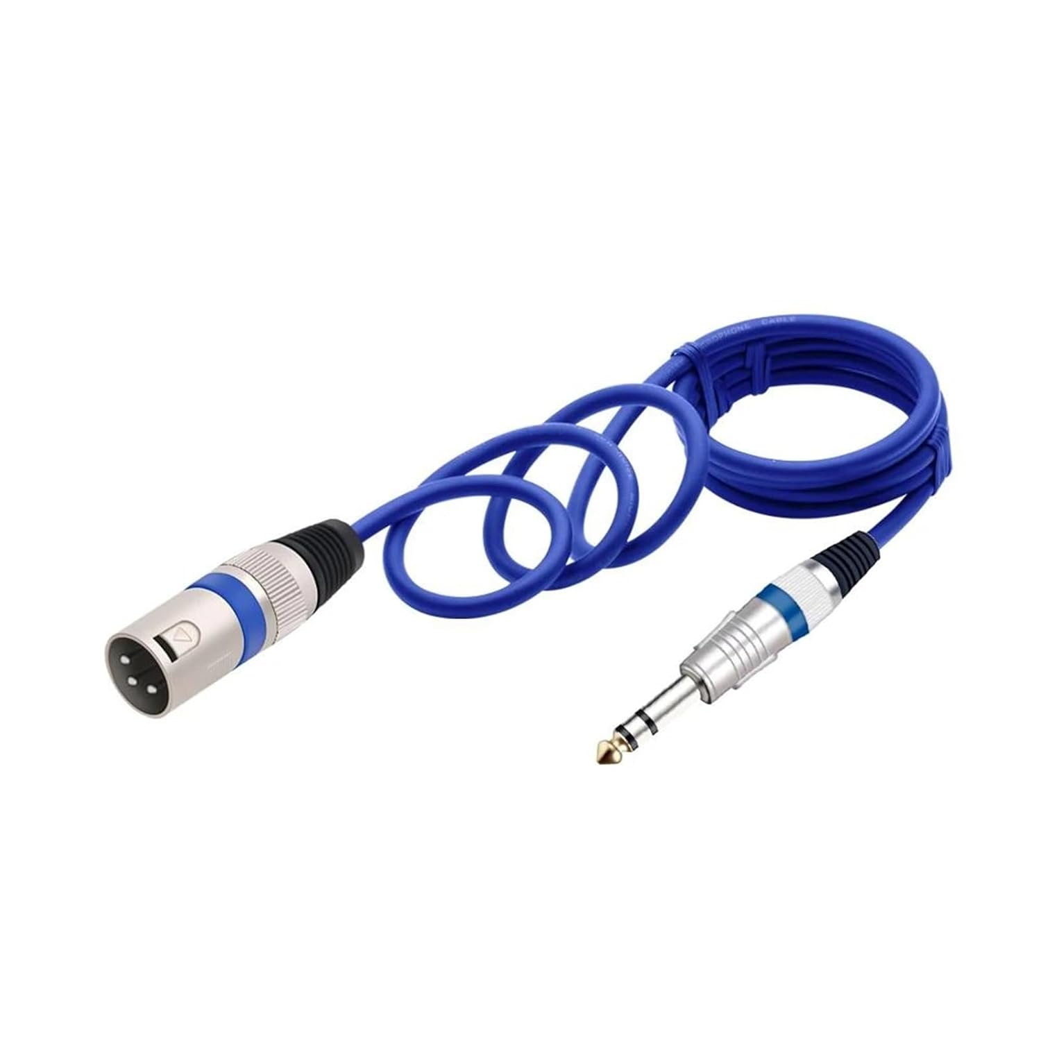 Pro Audio Cable Mic Cord Stereo 6.35mm 6.5mm Male to 3Pin Male 6.3mm 1/4'' to Microphone Cable for Speaker Guitar Amplifier AMP(Blue,15m)