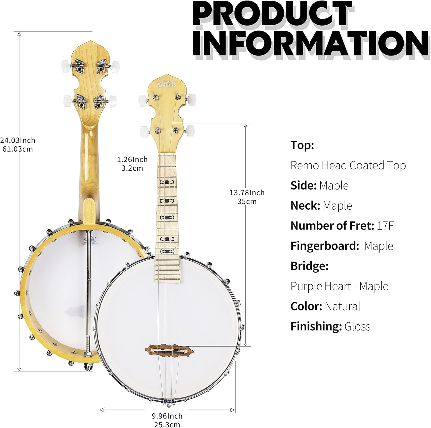Banjolele 4 String Banjo Ukulele kit Stringed Musical Instruments for Adult Beginner Maple Body Material Maple Neck Material Type