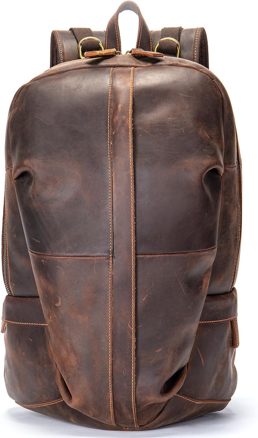 Genuine Leather Backpack for Men 15 Inch Laptop Large Capacity Soft Travel Bag Business Casual Gift Box (Dark Brown,Large)
