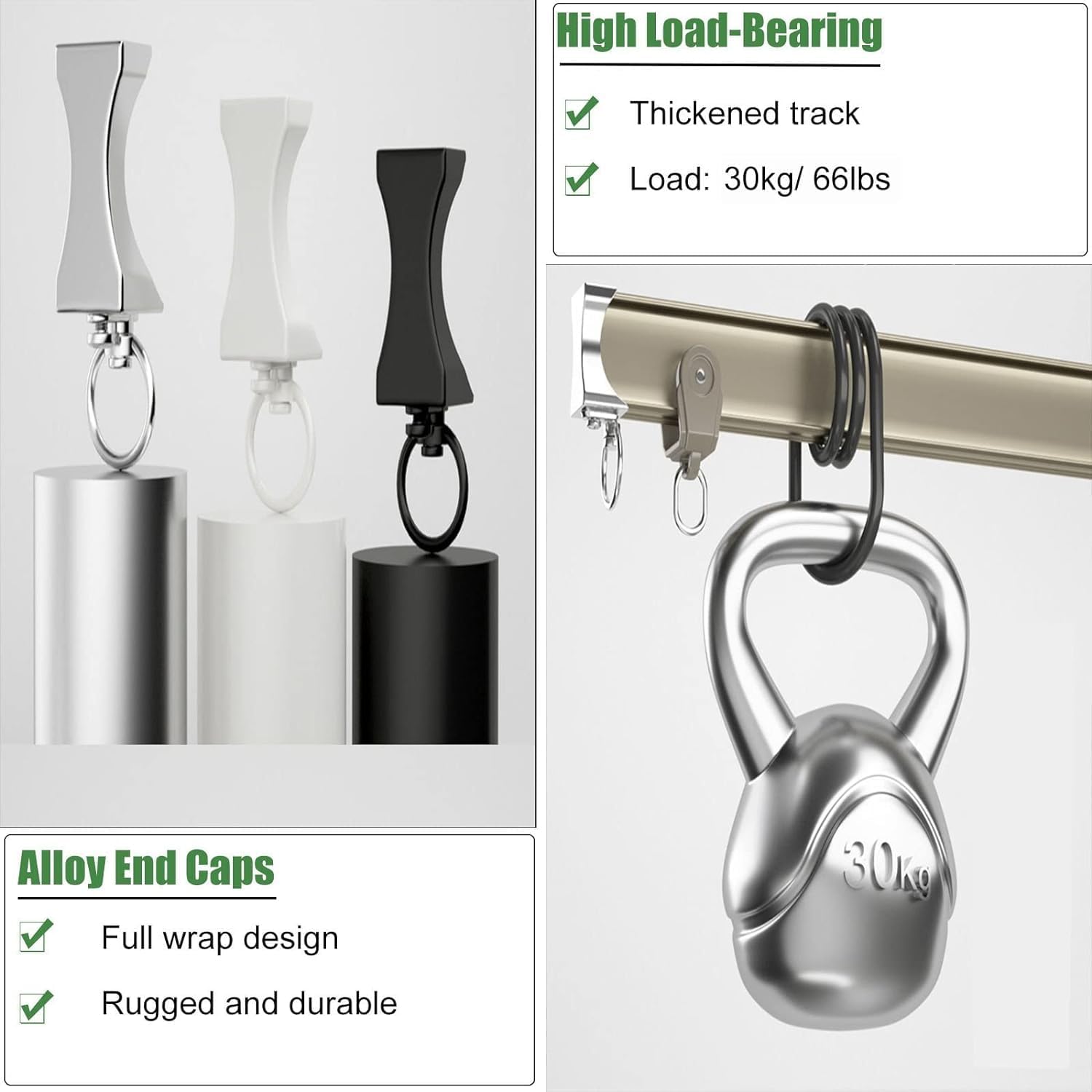 Bay Windows/Shower Corner Curved Curtain Rails, White Bendable Aluminum Curtain Track System Fittings(Wall Mount,3m/9.8ft)