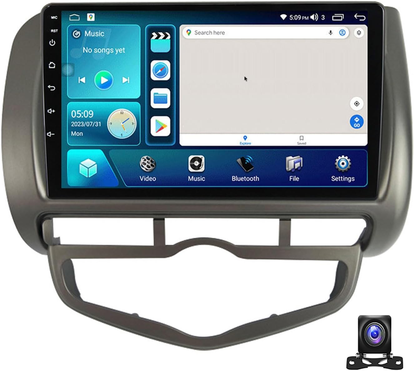 Double Din Car Stereo Bluetooth MP5 Player with Carplay/Auto, 9 Inch Touchscreen Radio Receiver with AHD Backup Camera, for City 2002~2007 Support 4G/SWC/DSP,4 core m100s 1g+32g