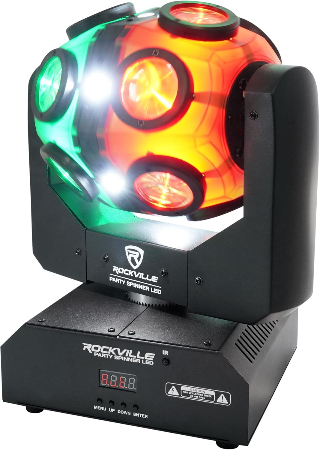 (2) Rockville Party Spinner LED Moving Head DJ Lights+DMX Controller+Bags+Cables