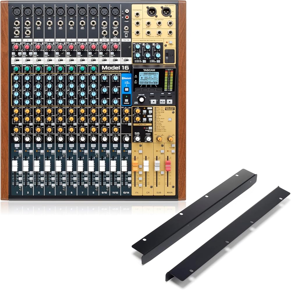 TASCAM Model 16 Recording Mixer and Rack Mount Kit Bundle